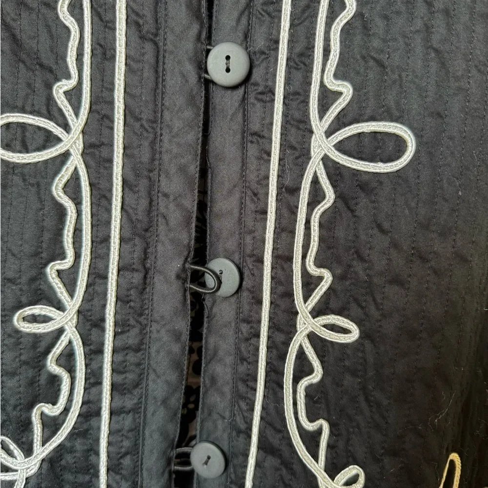 Black lightweight quilted Cotton Embroidered Jacket size S - Picture 6 of 7
